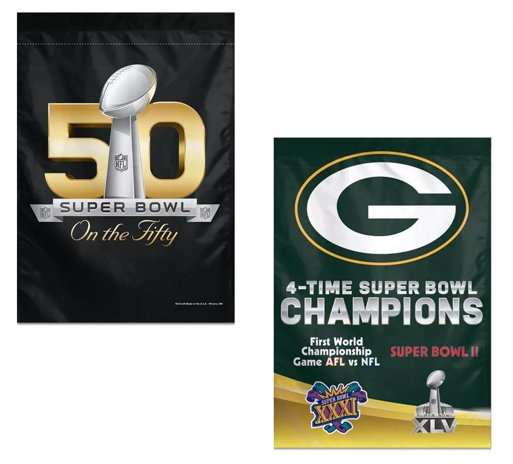 Green Bay Packers Banner 4X Super Bowl Champions 2 Sided heartlandflags