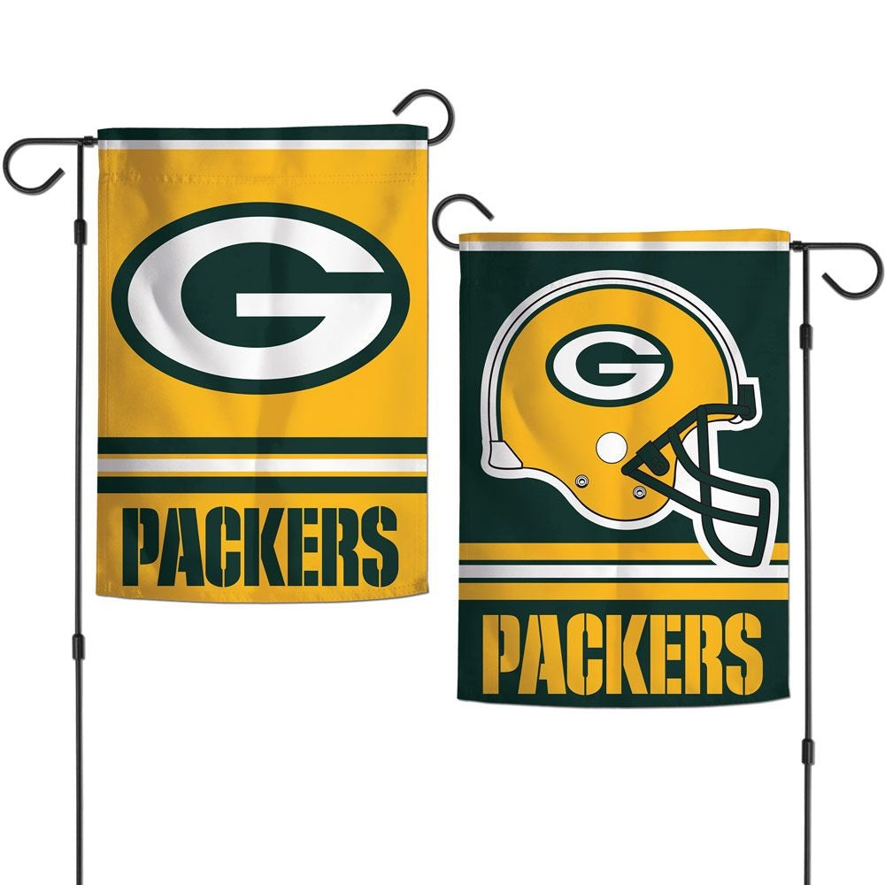 Green Bay Packers Garden Flag 2 Sided Double Logo Helmet heartlandflags