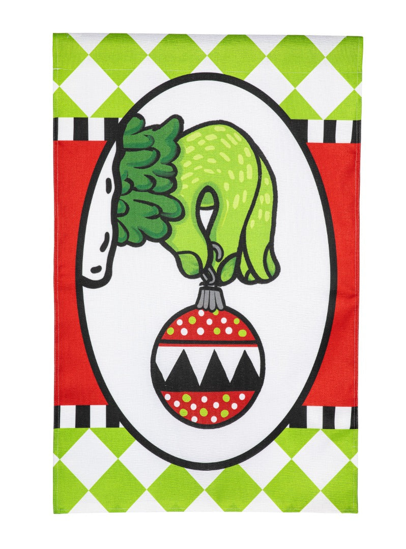 Grinch Ornament Christmas Banner 2 Sided Flag heartlandflags