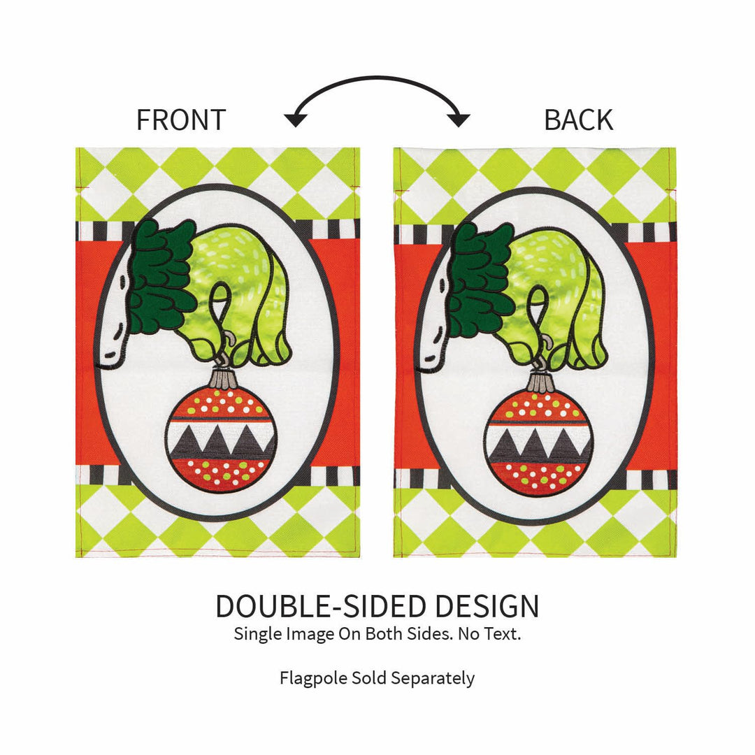 Grinch Ornament Christmas Garden Flag 2 Sided heartlandflags