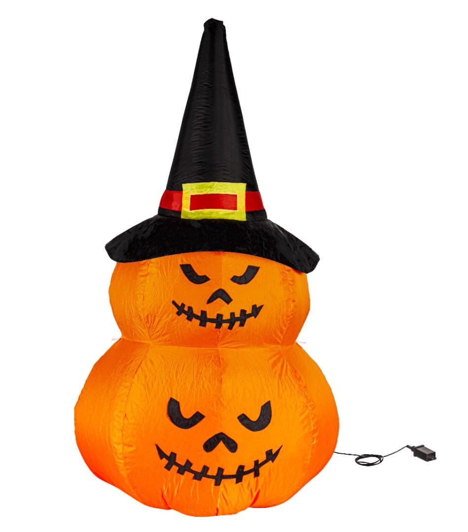 Halloween Stacked Jack-O-Lanterns With Witch Hat Inflatable 4 Feet Tall heartlandflags