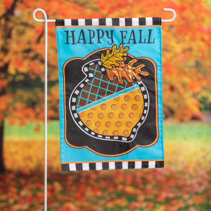 Happy Fall Acorn Garden Flag 2 Sided Applique heartlandflags