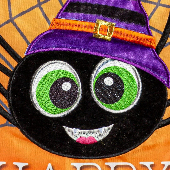 Happy Halloween Spiders Garden Flag 2 Sided Applique heartlandflags