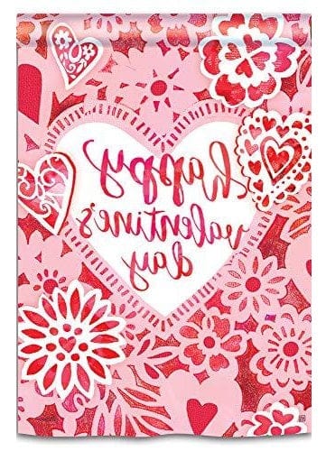 Happy Valentine Day Lace Flag Vertical House Banner heartlandflags