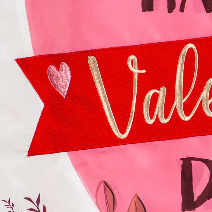 Happy Valentine's Day Heart and Floral Banner 2 Sided heartlandflags