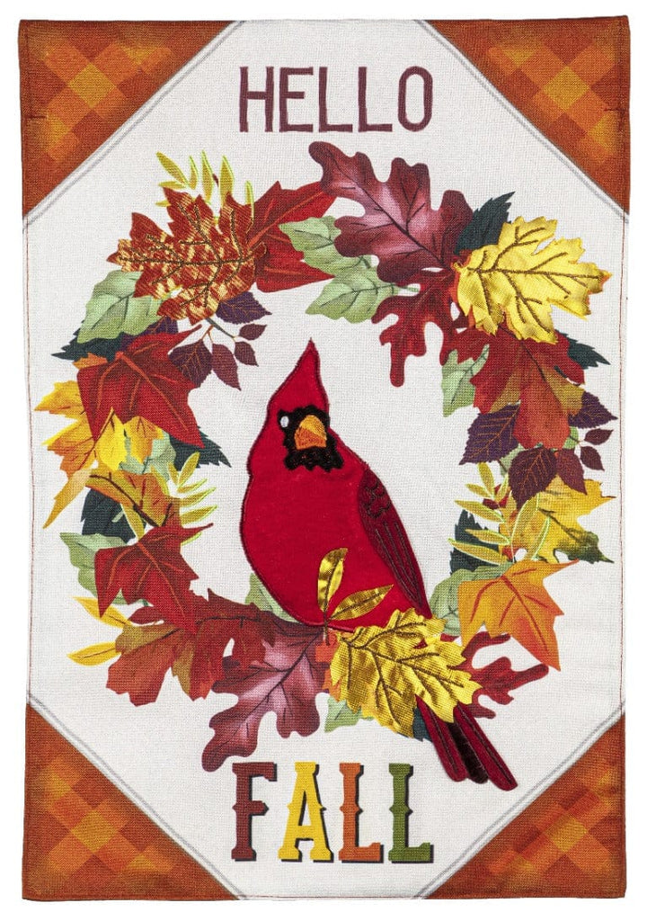 Hello Fall Cardinal Garden Flag 2 Sided heartlandflags