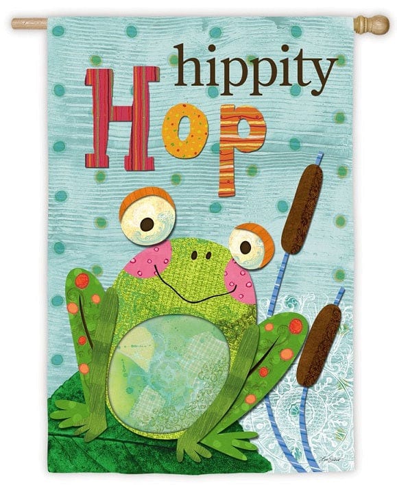 Hippity Hop Banner 2 Sided Frog House Flag Lori Siebert heartlandflags