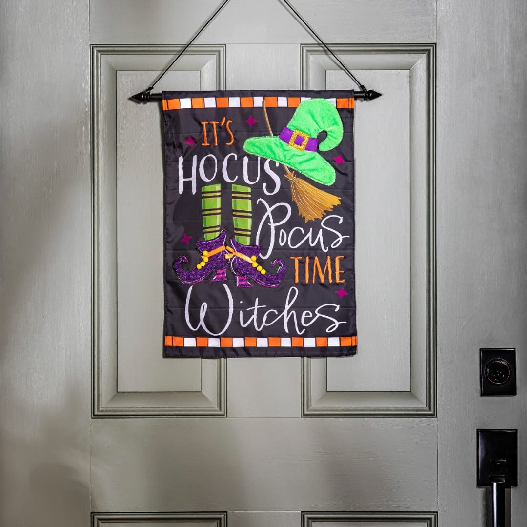 Hocus Pocus Time Halloween Garden Flag 2 Sided Applique heartlandflags