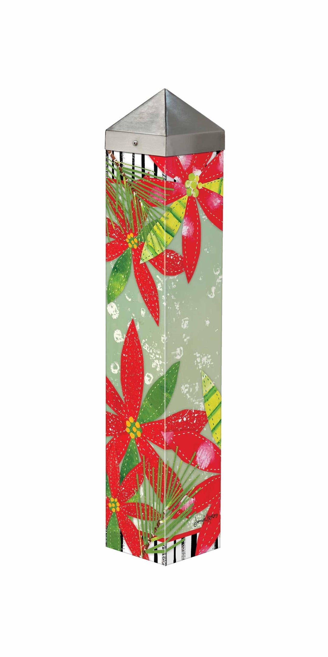 Holly Jolly Poinsettias Art Pole 20 Inches Tall heartlandflags