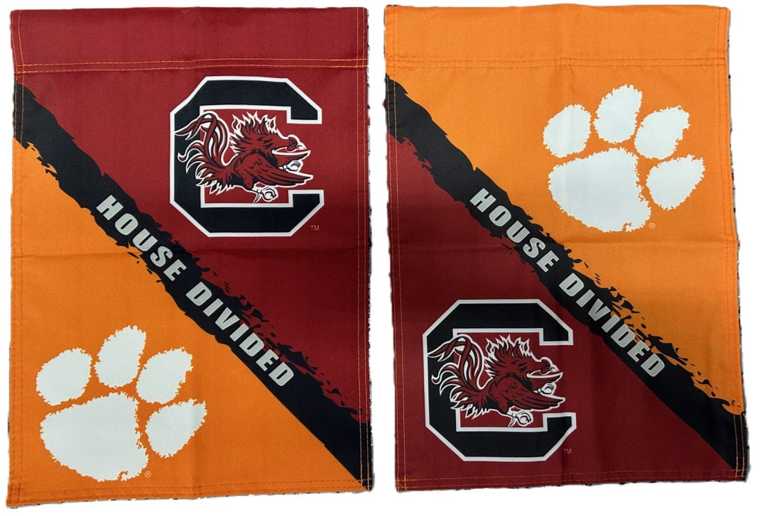 House Divided Garden Flag Clemson vs South Carolina 2 Sided Rivalry heartlandflags