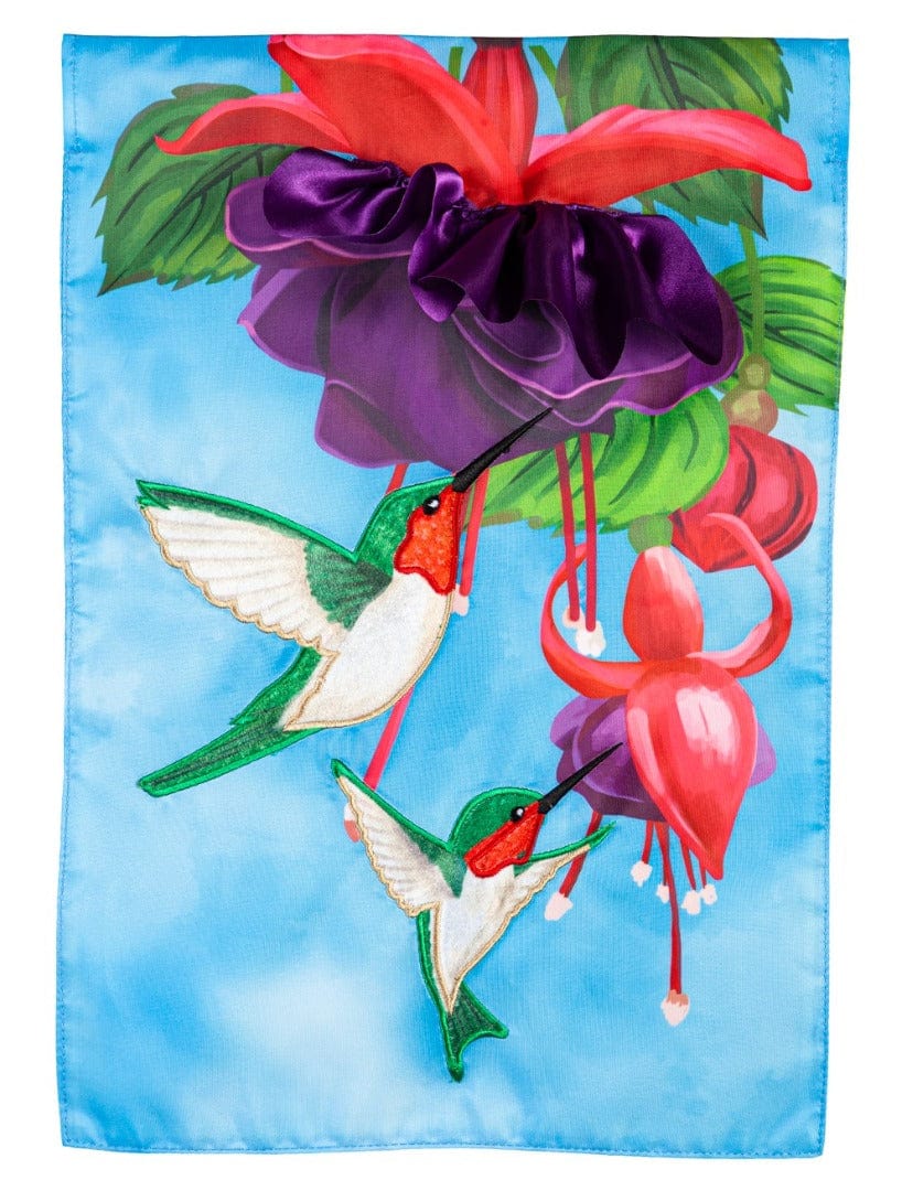 Hummingbirds Garden Flag Applique 2 Sided heartlandflags