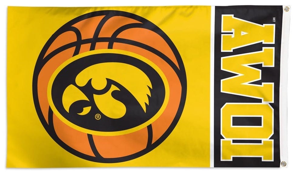 Iowa Hawkeyes Flag 3x5 Basketball Yellow heartlandflags