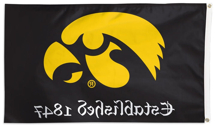 Iowa Hawkeyes Flag 3x5 Established 1847 Black heartlandflags