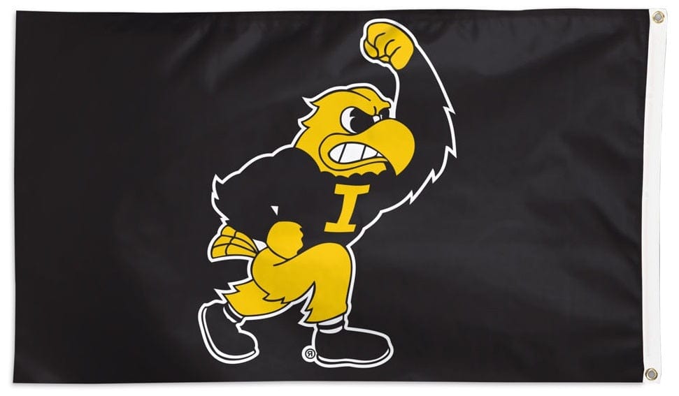 Iowa Hawkeyes Flag 3x5 Fighting Herky Black heartlandflags