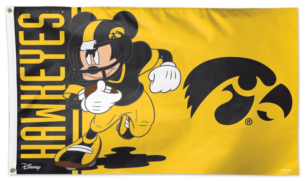 Iowa Hawkeyes Flag 3x5 Mickey Mouse Football heartlandflags