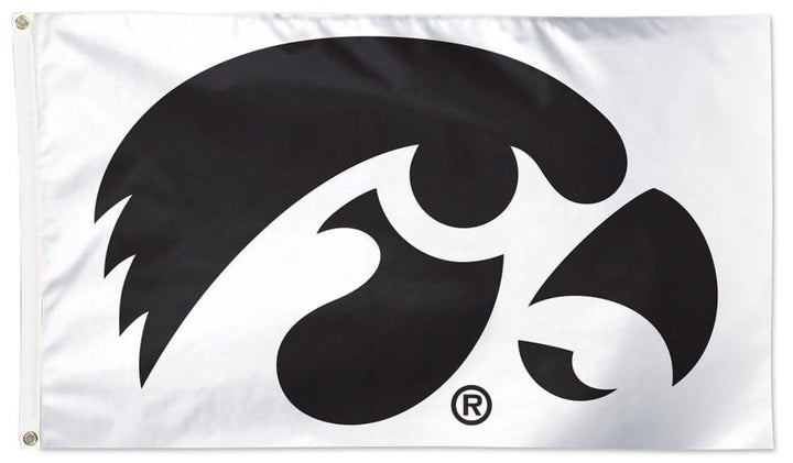 Iowa Hawkeyes Flag 3x5 White Black Tigerhawk heartlandflags