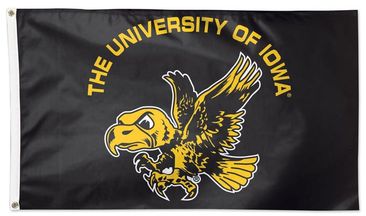 Iowa Hawkeyes Vintage Flag 3x5 Retro Logo Black heartlandflags