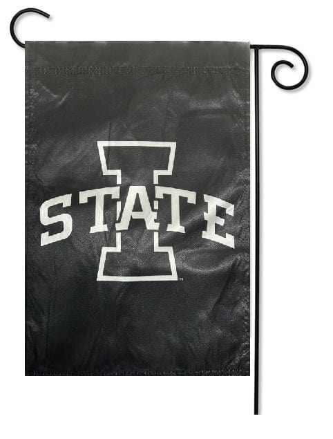 Iowa State Garden Flag 2 Sided Black White Logo heartlandflags