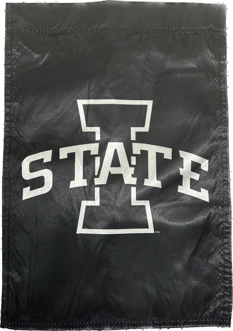 Iowa State Garden Flag 2 Sided Black White Logo heartlandflags