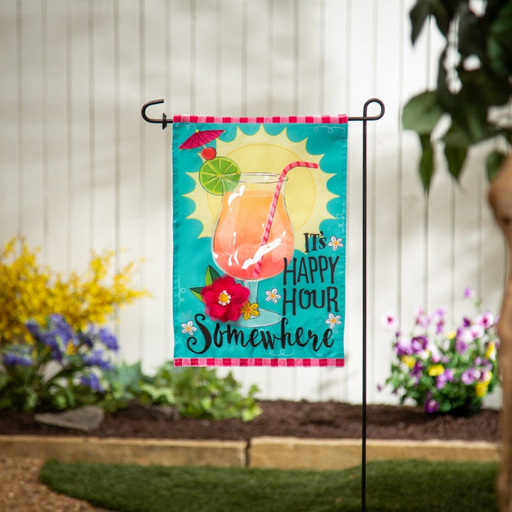 It's Happy Hour Somewhere Garden Flag 2 Sided heartlandflags