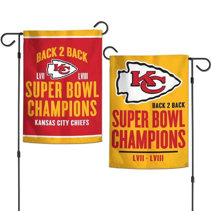 Kansas City Chiefs Garden Flag 2 Sided Back 2 Back Super Bowl Champions heartlandflags