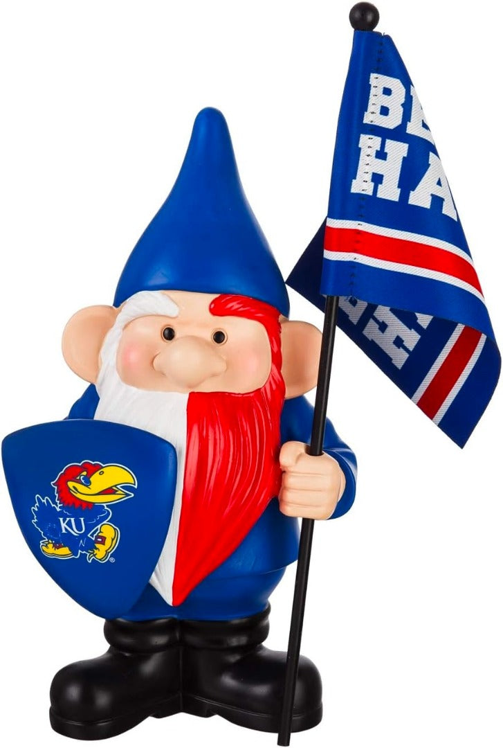 Kansas Jayhawks Gnome with 2-sided Flag heartlandflags