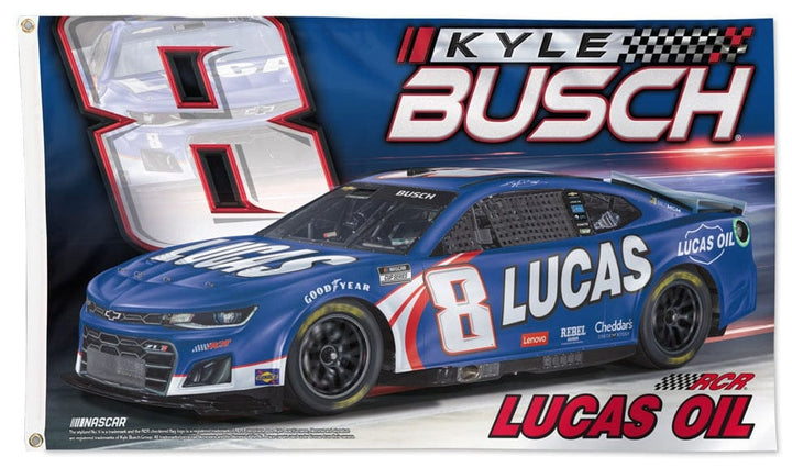 Kyle Busch Flag 3x5 Lucas Oil Race Car 2024 heartlandflags