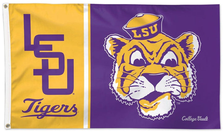 LSU Tigers Flag 3x5 College Vault Logo Throwback heartlandflags