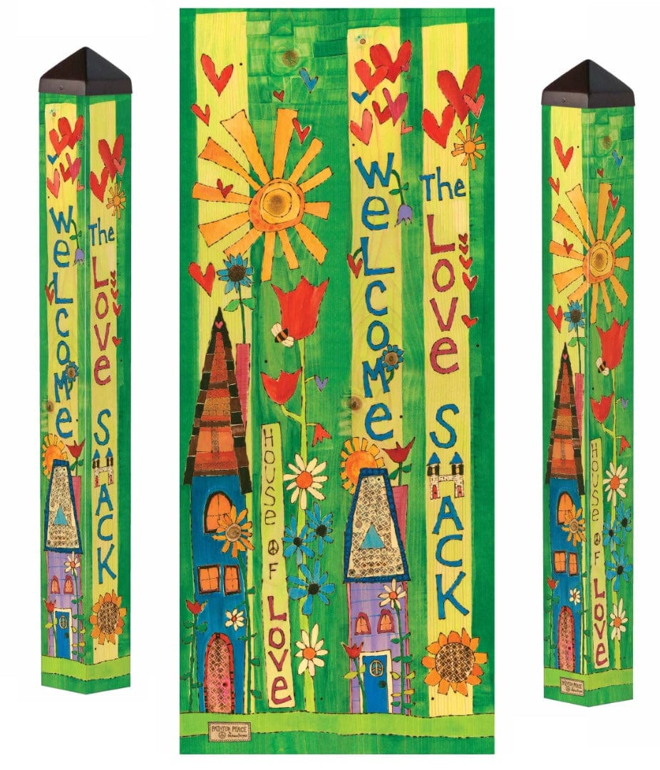 Love Shack Art Pole 40 Inches Tall Painted Peace heartlandflags