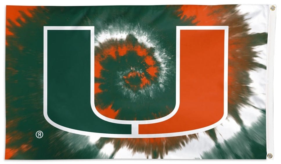 Miami Hurricanes Flag 3x5 Tie Dye Logo heartlandflags