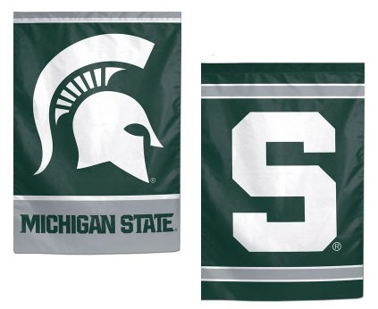 Michigan State Spartans Garden Flag 2 Sided Double Logo heartlandflags