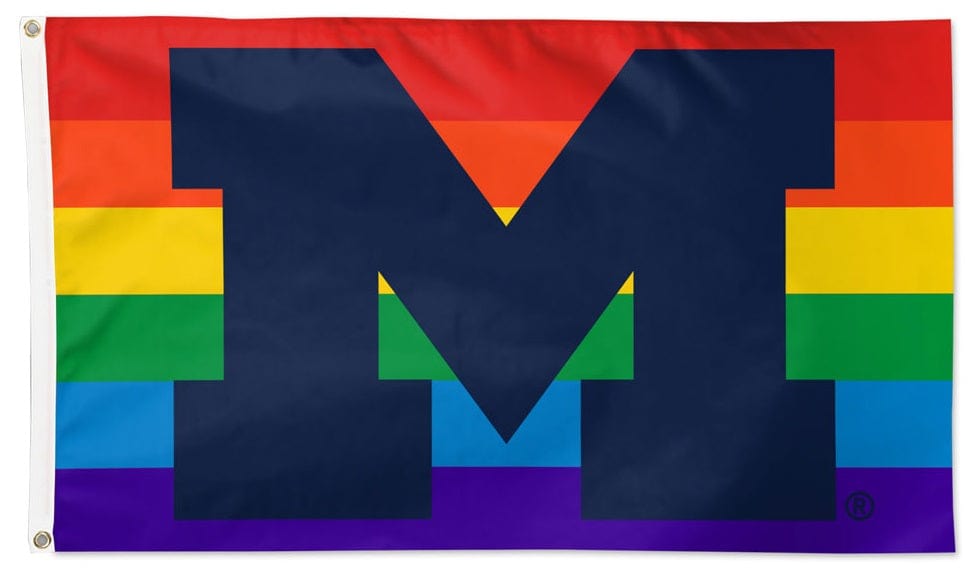 Michigan Wolverines Flag 3x5 Pride Rainbow heartlandflags