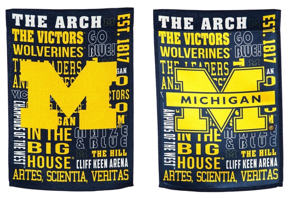 Michigan Wolverines Garden Flag 2 Sided Fan Rules The Victors heartlandflags