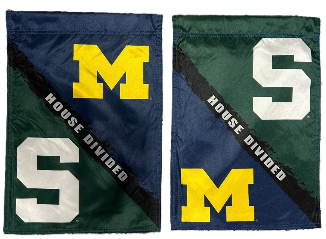 Michigan vs Michigan State House Divided Garden Flag 2 Sided Rivalry heartlandflags