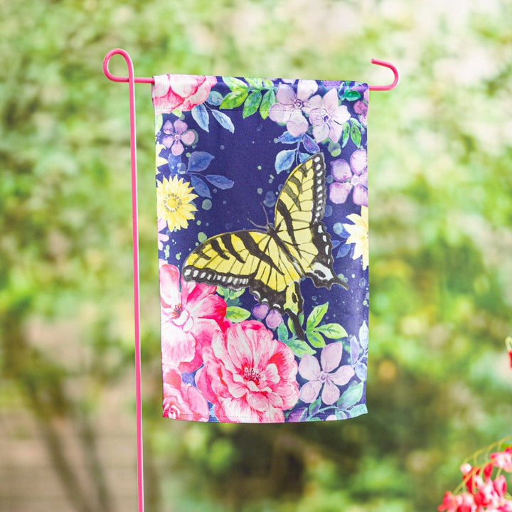 Midnight Butterfly Summer Garden Flag 2 Sided Lustre heartlandflags