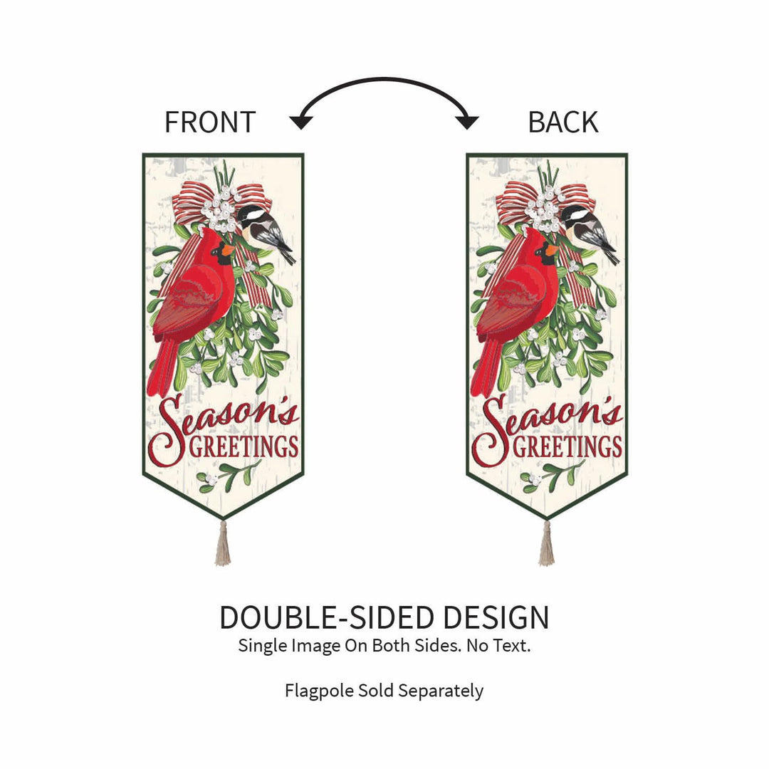 Mistletoe And Cardinal Long Garden Flag 2 Sided heartlandflags