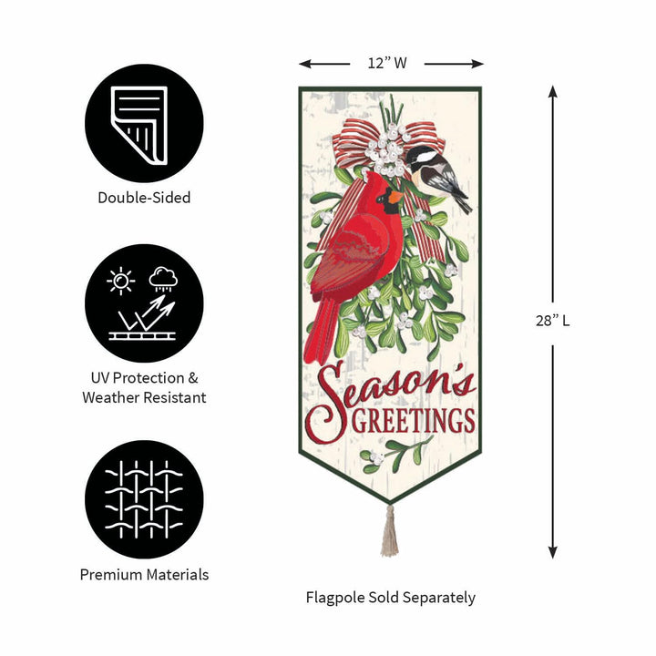 Mistletoe And Cardinal Long Garden Flag 2 Sided heartlandflags