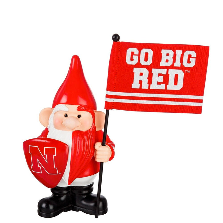 Nebraska Gnome with Flag Go Big Red heartlandflags