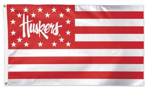 Nebraska Huskers Flag 3x5 Americana Stars and Stripes heartlandflags