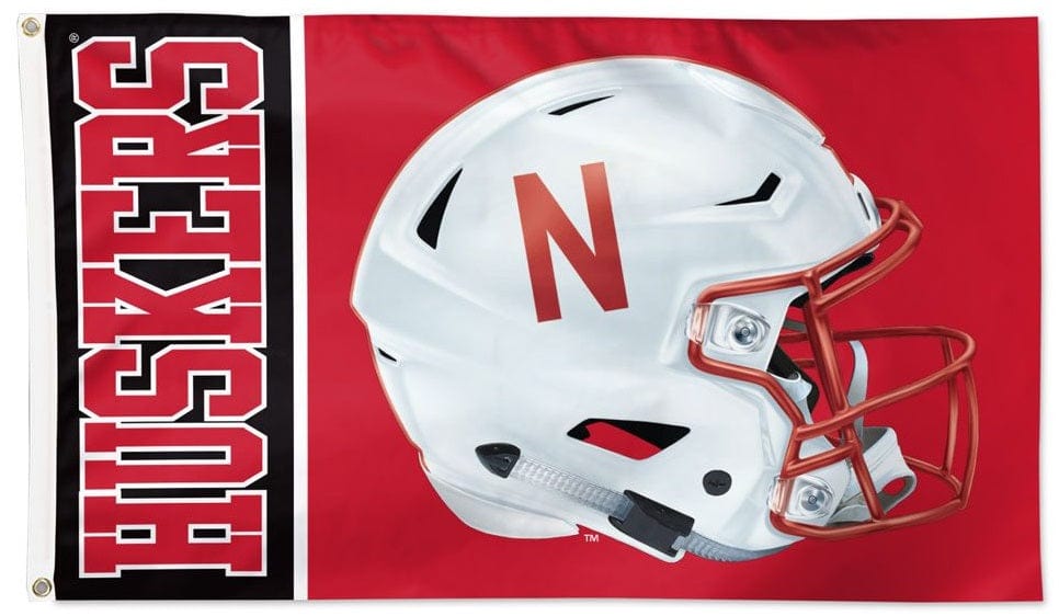 Nebraska Huskers Flag 3x5 White Helmet heartlandflags