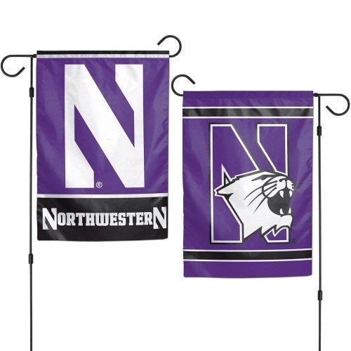 Northwestern Wildcats Garden Flag 2 Sided Logo heartlandflags