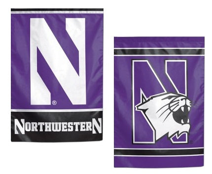 Northwestern Wildcats Garden Flag 2 Sided Logo heartlandflags