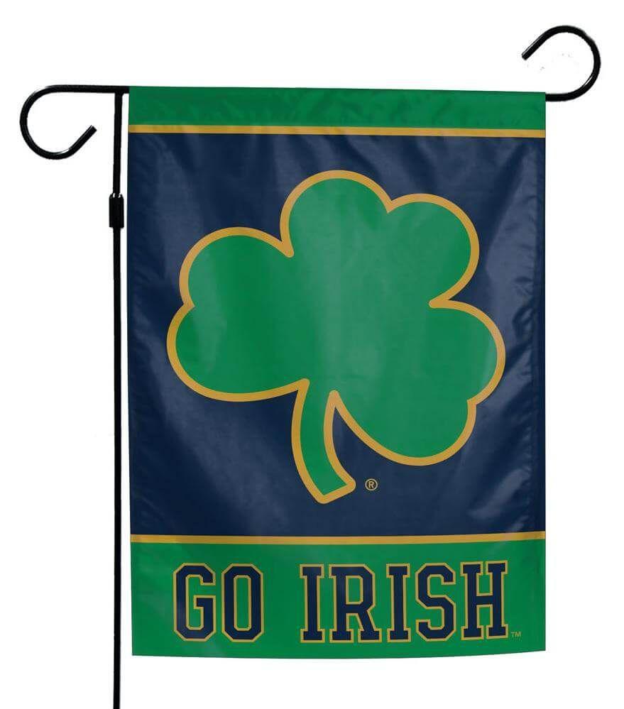 Notre Dame Garden Flag 2 Sided Clover Go Irish heartlandflags