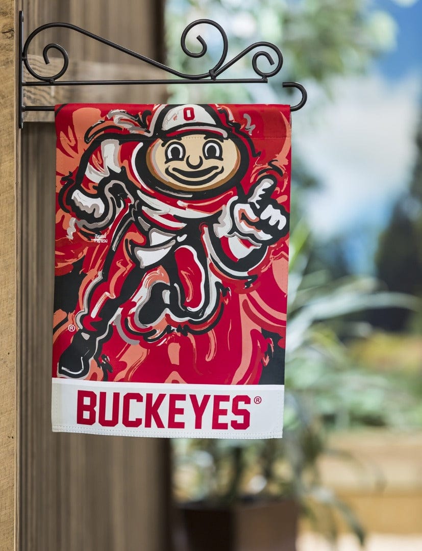 Ohio State Buckeyes Garden Flag 2 Sided Justin Patten Brutus heartlandflags