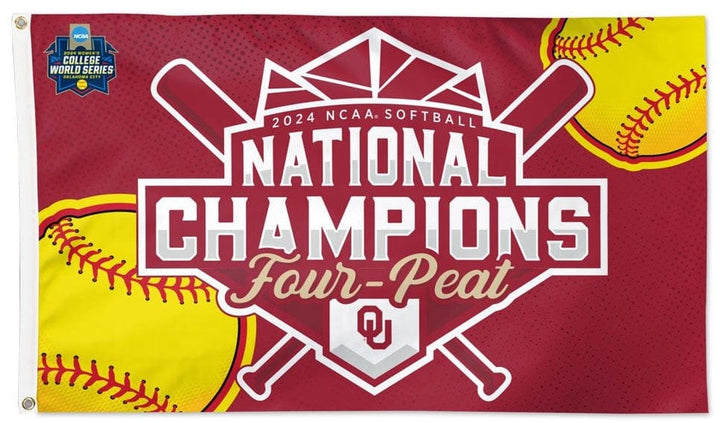 Oklahoma Sooners Softball Champions Flag 3x5 Four Peat heartlandflags