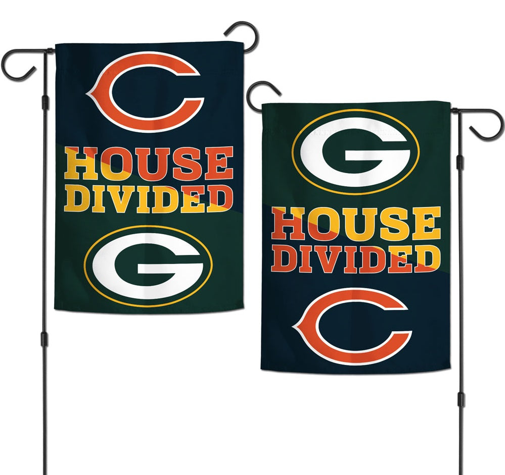 Packers vs Bears Garden Flag 2 Sided House Divided heartlandflags