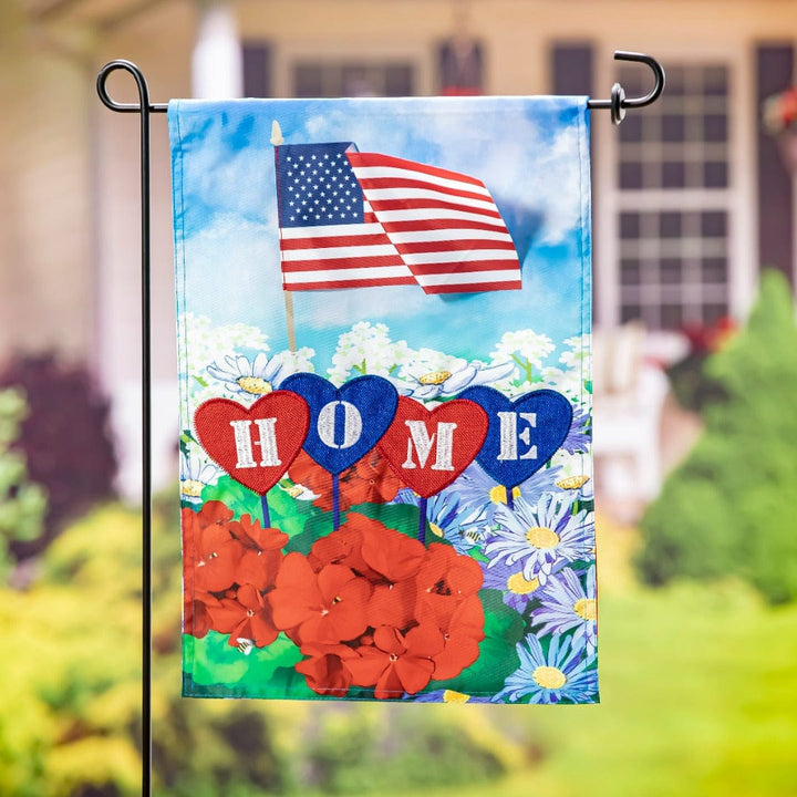 Patriotic Home In Hearts Garden Flag 2 Sided Applique heartlandflags