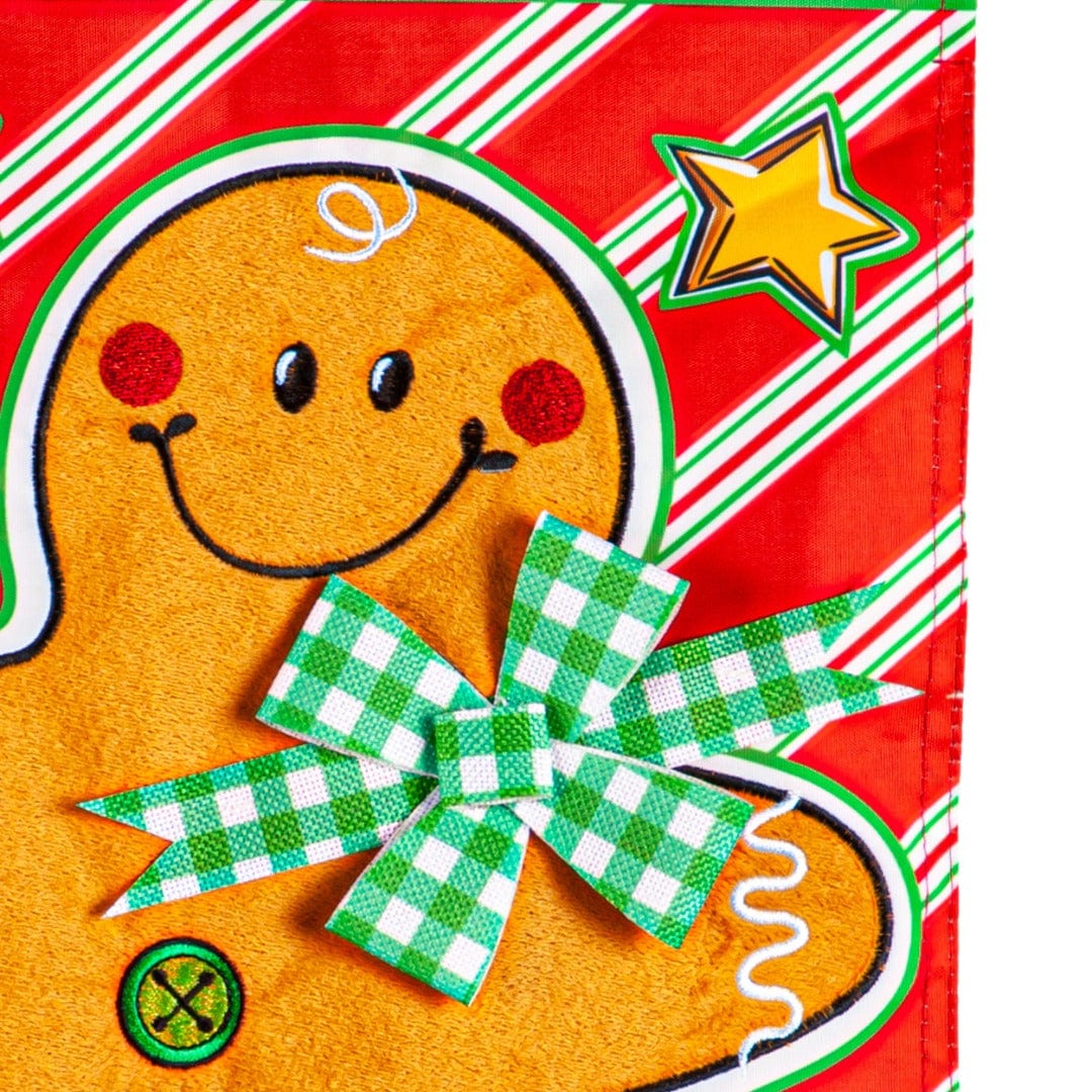 Patterned Gingerbread Man Christmas Garden Flag 2 Sided heartlandflags