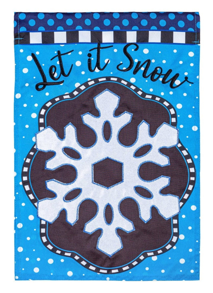 Patterned Snowflake Garden Flag 2 Sided Let It Snow heartlandflags