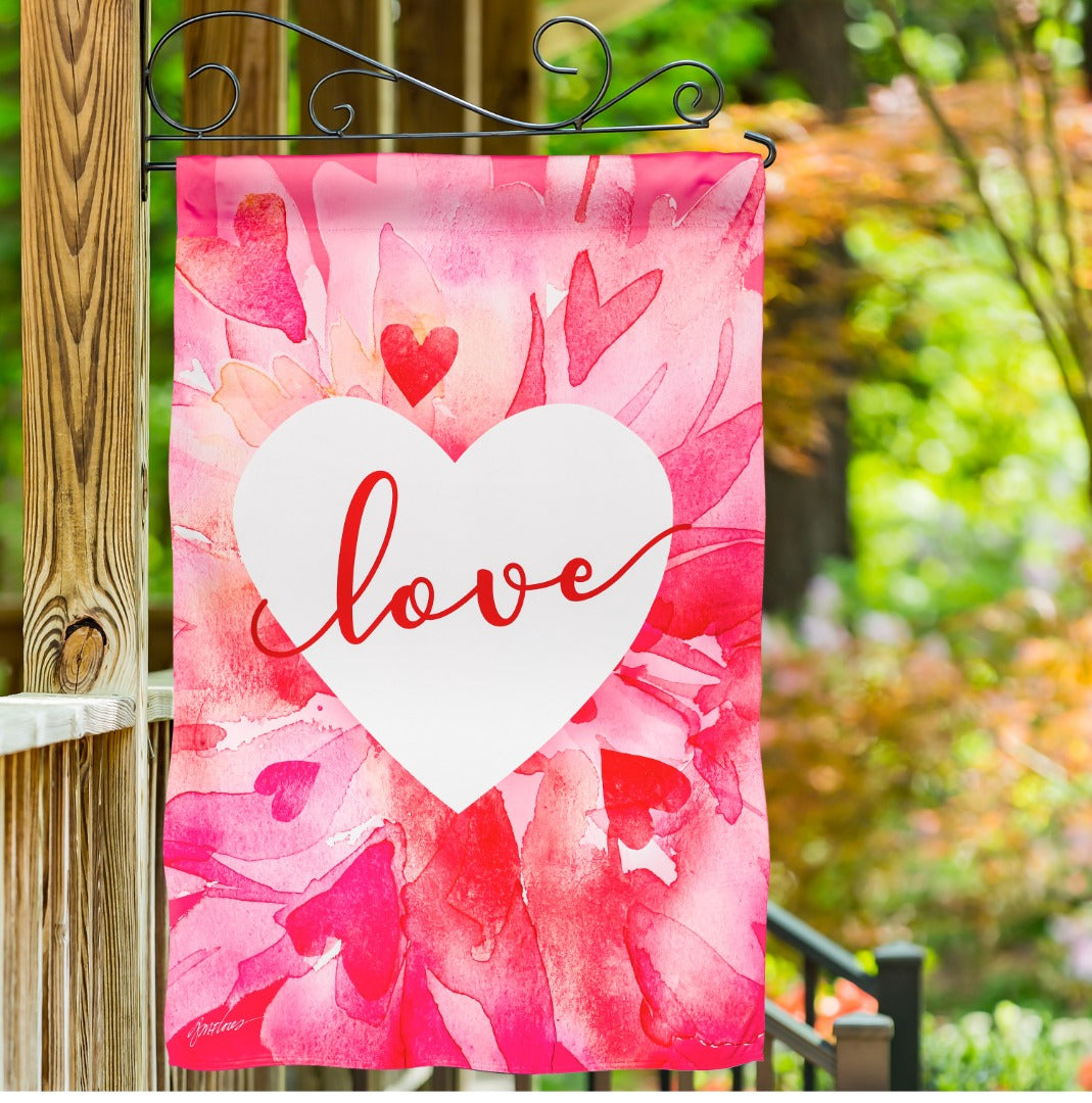 Petal Heart Valentine Banner 2 Sided heartlandflags